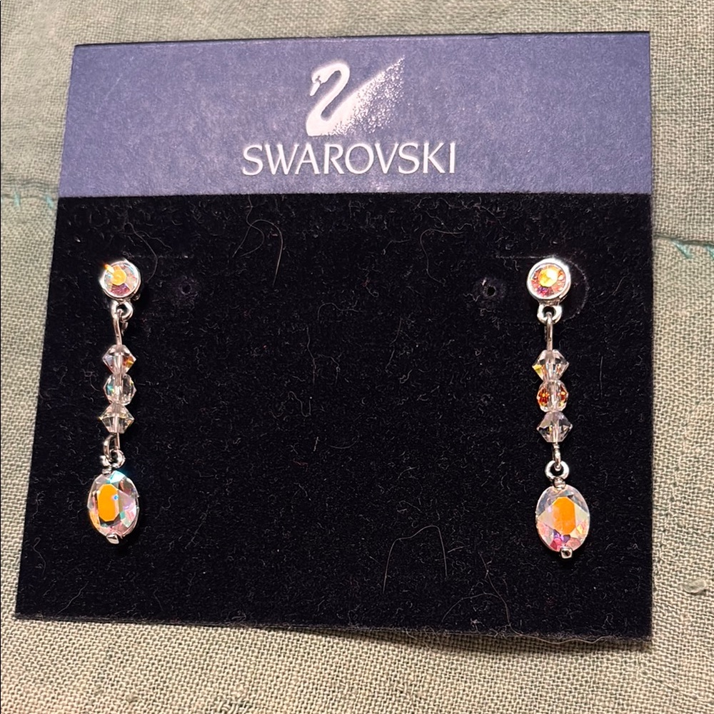 Swarovski Silver Earrings with Multicolor Crystals